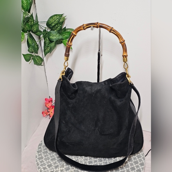 GUCCI BAMBOO LEATHER SUEDE CROSSBODY/SHOULDER BAG EUC - Picture 7 of 16